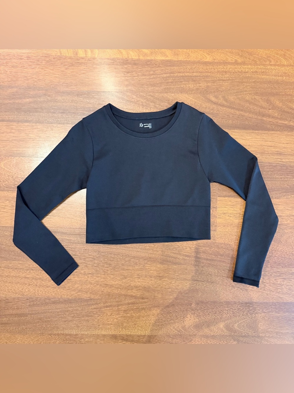 OFFLINE by Aerie Women’s S Black Seamless Long Sleeve Crop Top NWT $44.95